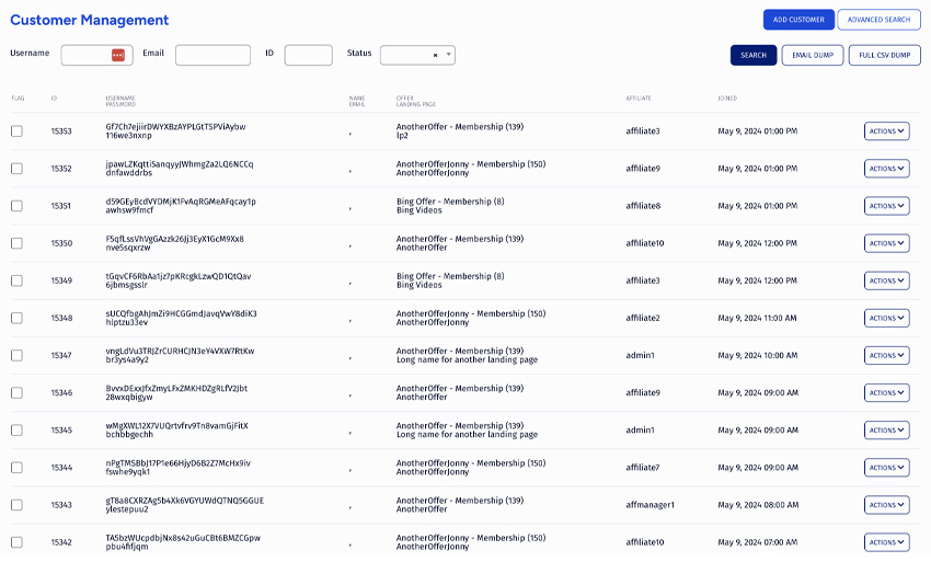 affiliates account management