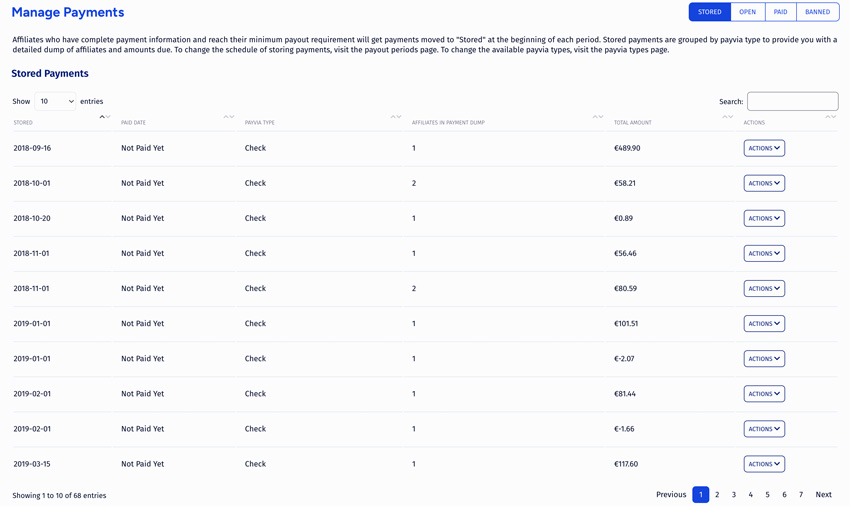 affiliates payment processing trackfinity